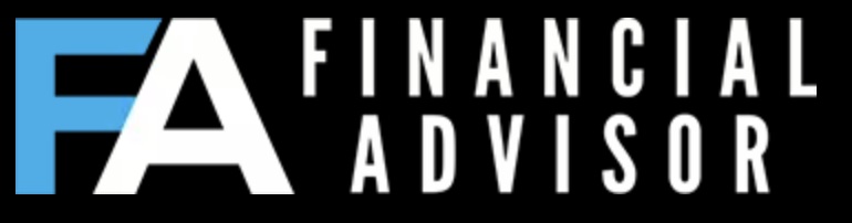 Financial Advisor logo — blue/white "FA" monogram beside white text on black background.